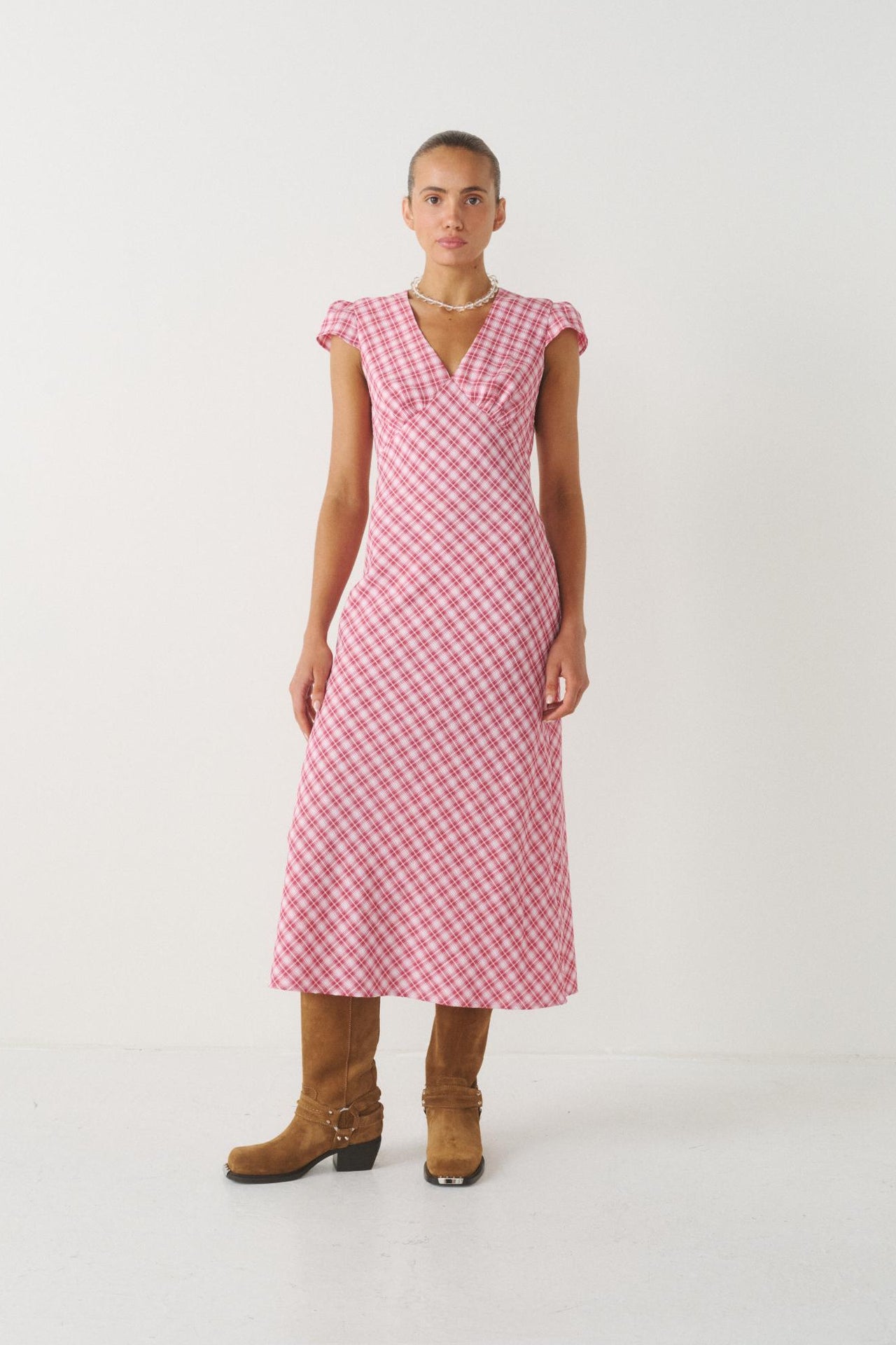 GIMME CHECK SLIP DRESS