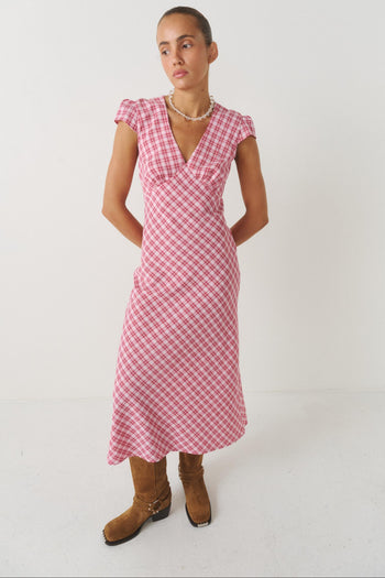 GIMME CHECK SLIP DRESS