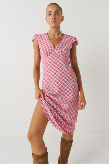 GIMME CHECK SLIP DRESS